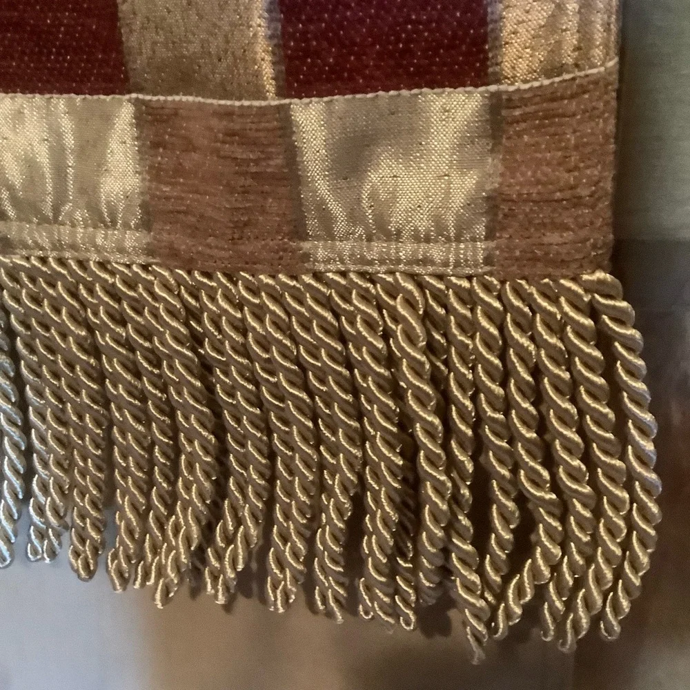 Table runner or dresser scarf 78” long well made with corded tassels New